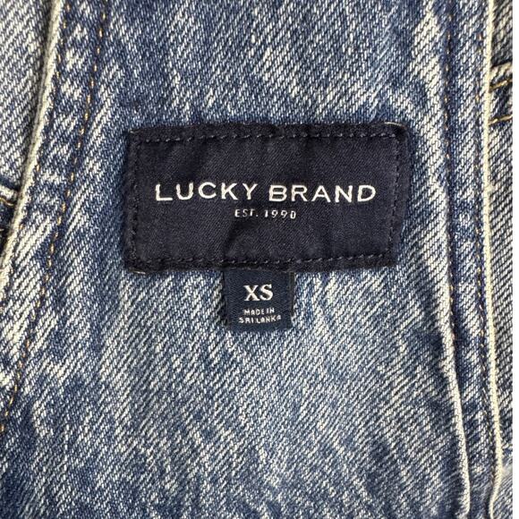 Lucky Brand 90s Distressed Carpenter Denim Blue Jean Overall Shortalls Women XS - Picture 7 of 8